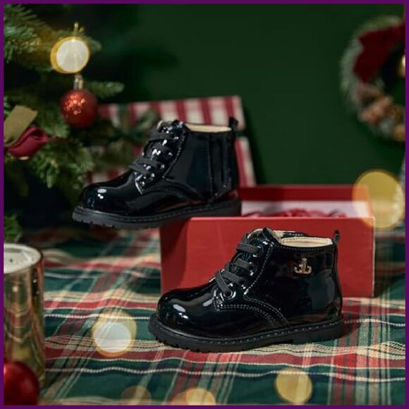 Toddler Girls Leather Boots with Memory Foam, Water Resistant Mid Calf - Picture 6 of 8